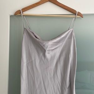 Bebe- Silver satin slip dress